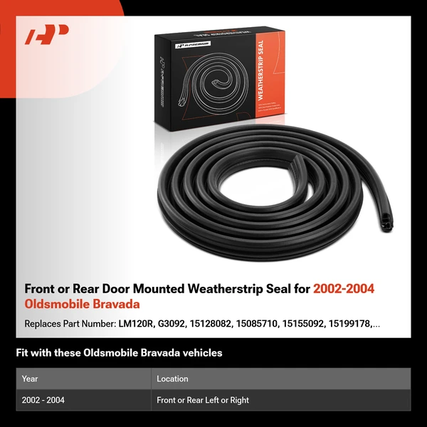 Front or Rear Door Mounted Weatherstrip Seal for 2002-2004 Oldsmobile Bravada