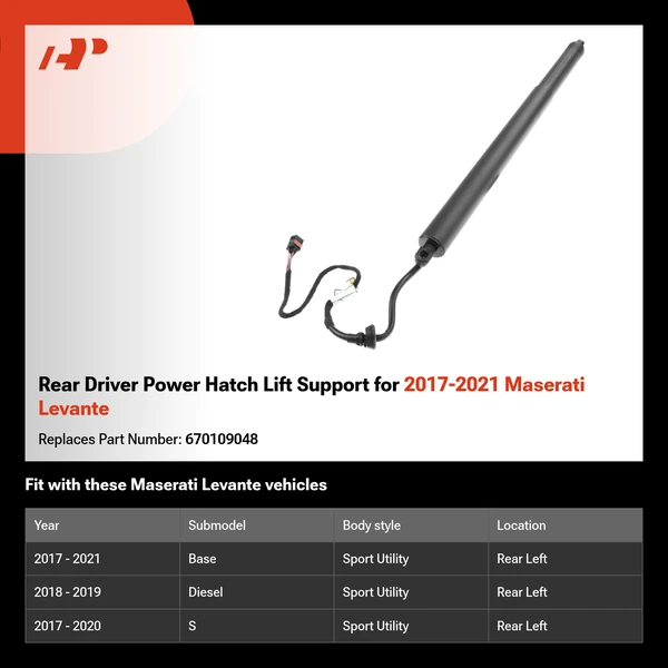 Rear Driver Power Hatch Lift Support for 2017-2021 Maserati Levante