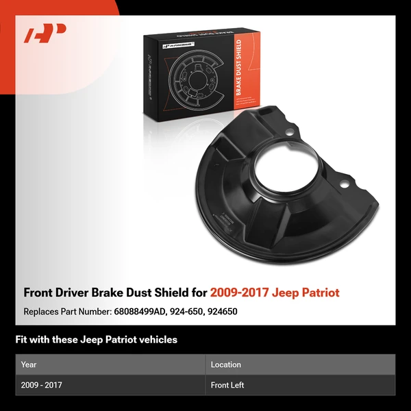Front Driver Brake Dust Shield for 2009-2017 Jeep Patriot