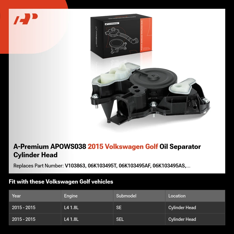 A-Premium APOWS038 2015 Volkswagen Golf Oil Separator Cylinder Head