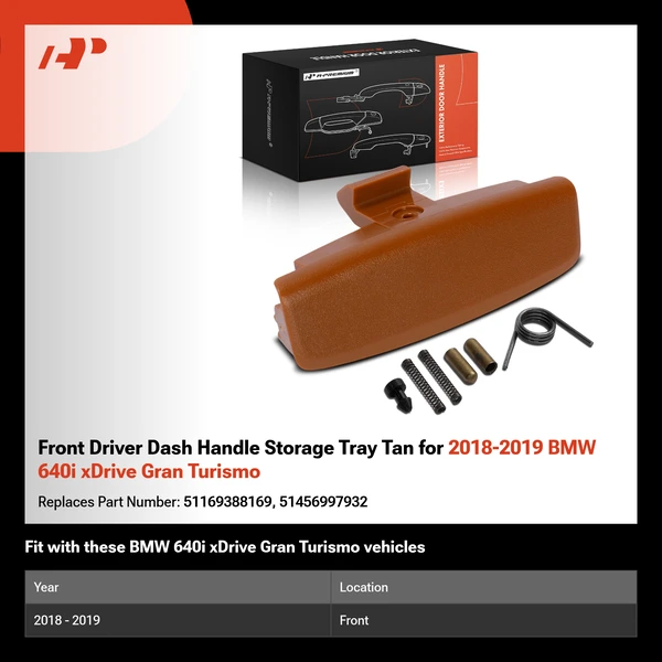 Front Driver Dash Handle Storage Tray Tan for 2018-2019 BMW 640i xDrive Gran Turismo