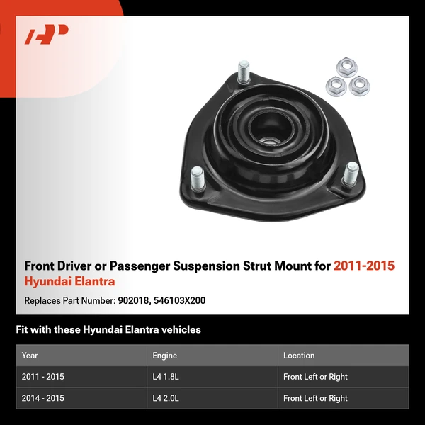 Front Driver or Passenger Suspension Strut Mount for 2011-2015 Hyundai Elantra