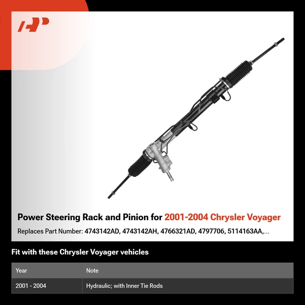 Power Steering Rack and Pinion for 2001-2004 Chrysler Voyager