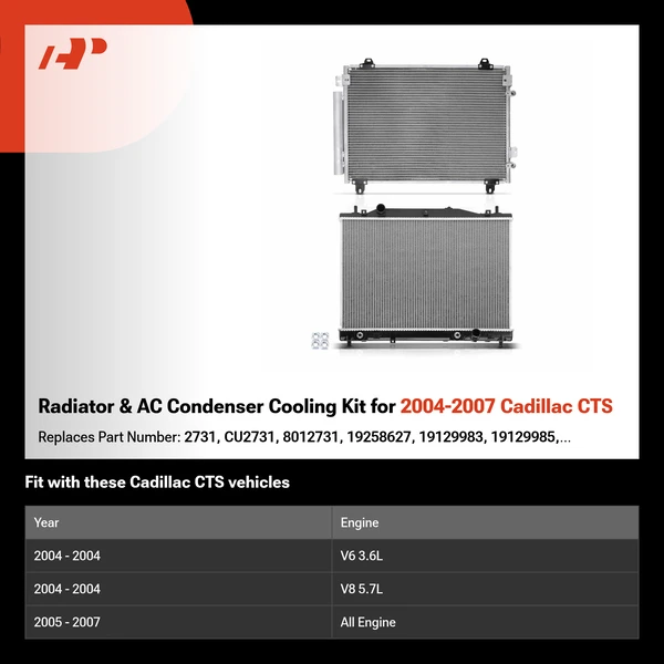 Radiator & AC Condenser Cooling Kit for 2004-2007 Cadillac CTS