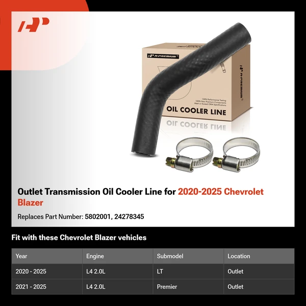 Outlet Transmission Oil Cooler Line for 2020-2025 Chevrolet Blazer