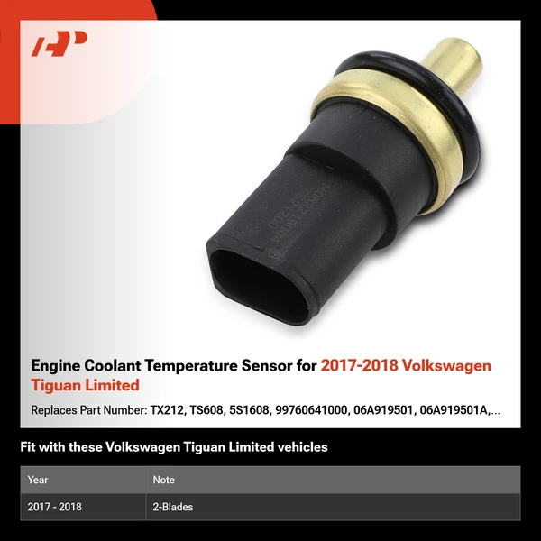 Engine Coolant Temperature Sensor for 2017-2018 Volkswagen Tiguan Limited