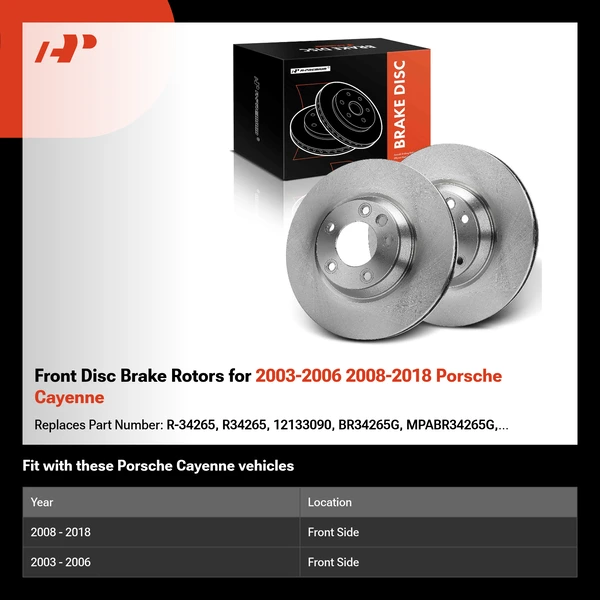 Front Disc Brake Rotors for 2003-2006 2008-2018 Porsche Cayenne