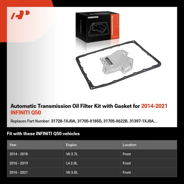Automatic Transmission Oil Filter Kit with Gasket for 2014-2021 INFINITI Q50