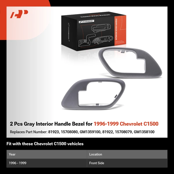 2 Pcs Gray Interior Handle Bezel for 1996-1999 Chevrolet C1500
