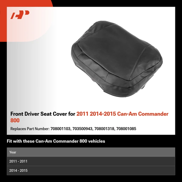 Front Driver Seat Cover for 2011 2014-2015 Can-Am Commander 800