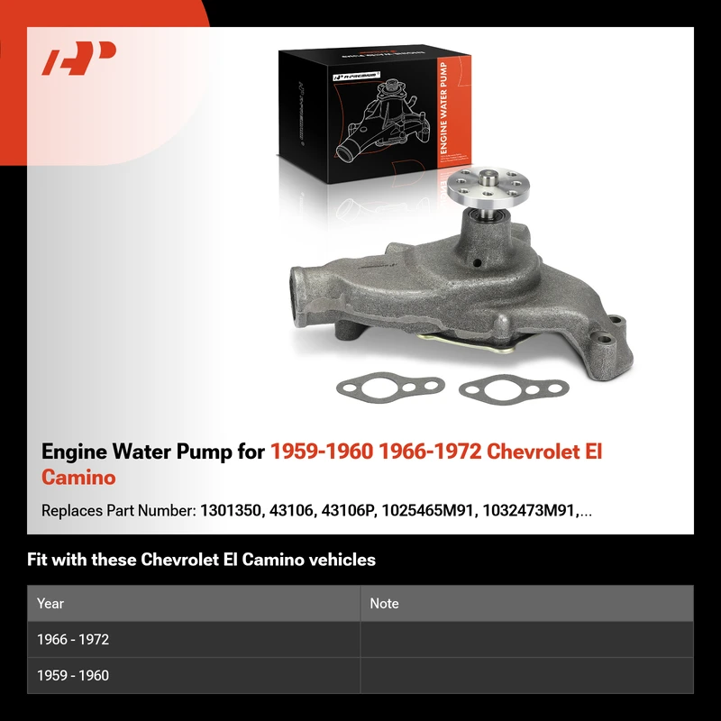 Engine Water Pump for 1959-1960 1966-1972 Chevrolet El Camino