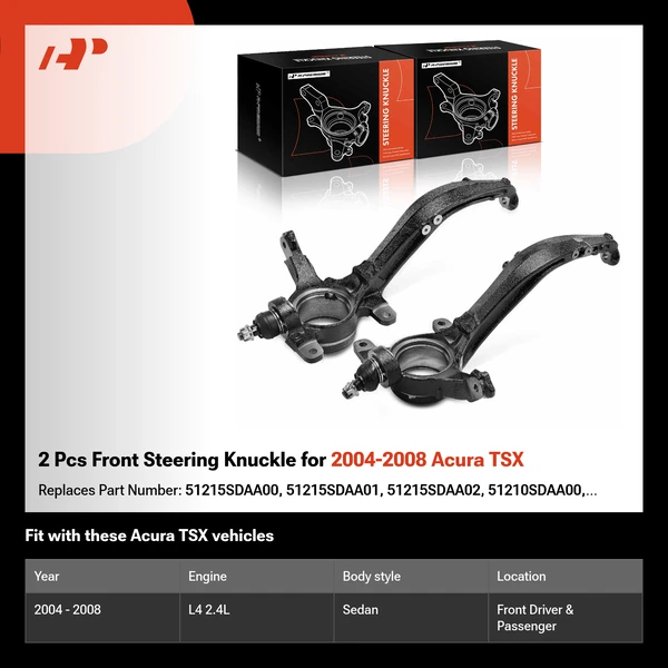 2 Pcs Front Steering Knuckle for 2004-2008 Acura TSX