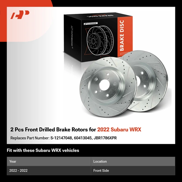 2 Pcs Front Drilled Brake Rotors for 2022 Subaru WRX