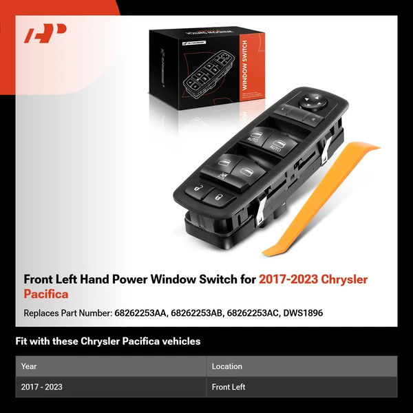 Front Left Hand Power Window Switch for 2017-2023 Chrysler Pacifica
