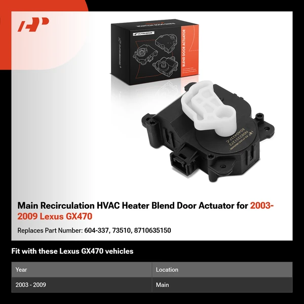 Main Recirculation HVAC Heater Blend Door Actuator for 2003-2009 Lexus GX470