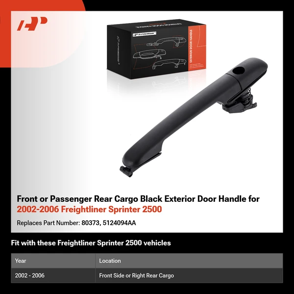 Front or Passenger Rear Cargo Black Exterior Door Handle for 2002-2006 Freightliner Sprinter 2500