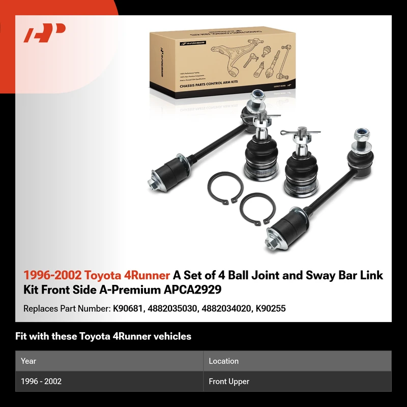 1996-2002 Toyota 4Runner A Set of 4 Ball Joint and Sway Bar Link Kit Front Side A-Premium APCA2929