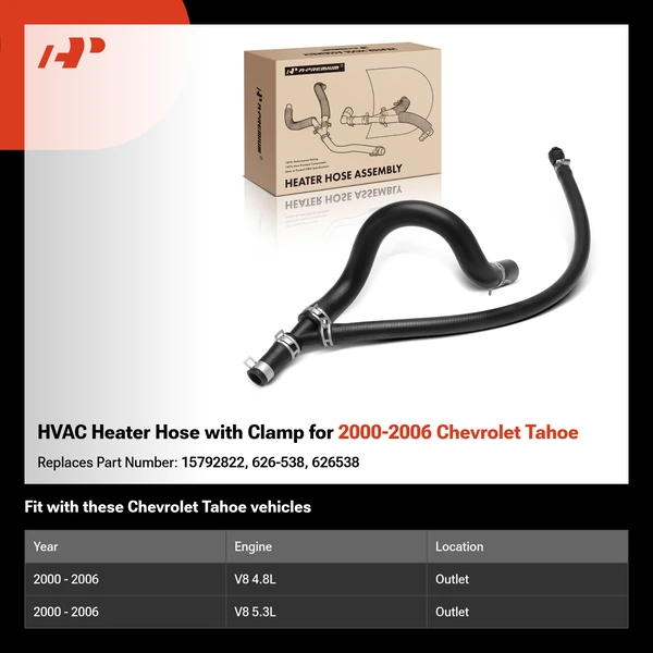 HVAC Heater Hose with Clamp for 2000-2006 Chevrolet Tahoe