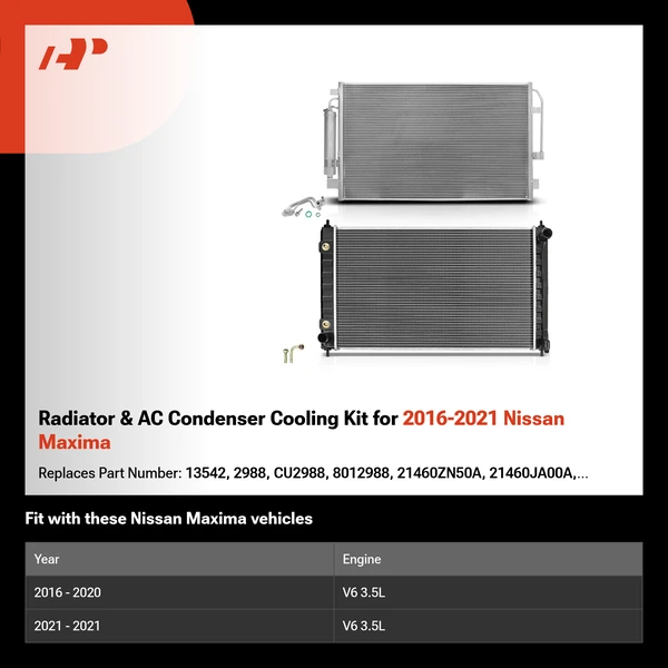 Radiator & AC Condenser Cooling Kit for 2016-2021 Nissan Maxima