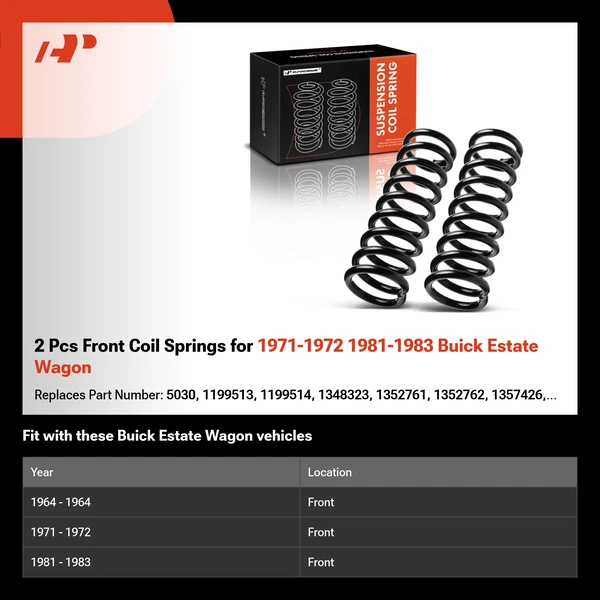 2 Pcs Front Coil Springs for 1971-1972 1981-1983 Buick Estate Wagon