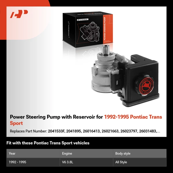 Power Steering Pump with Reservoir for 1992-1995 Pontiac Trans Sport