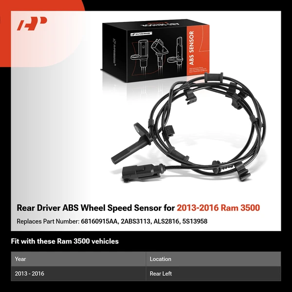Rear Driver ABS Wheel Speed Sensor for 2013-2016 Ram 3500