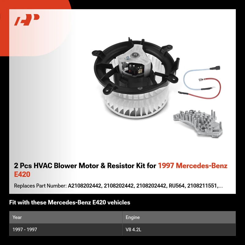 2 Pcs HVAC Blower Motor & Resistor Kit for 1997 Mercedes-Benz E420