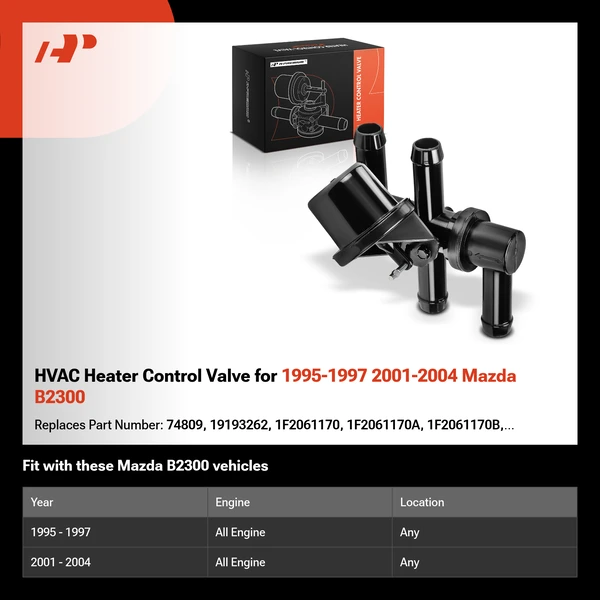 HVAC Heater Control Valve for 1995-1997 2001-2004 Mazda B2300