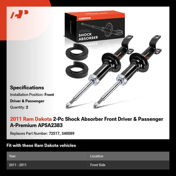 2011 Ram Dakota 2-Pc Shock Absorber Front Driver & Passenger A-Premium APSA2383