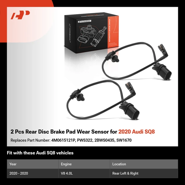2 Pcs Rear Disc Brake Pad Wear Sensor for 2020 Audi SQ8