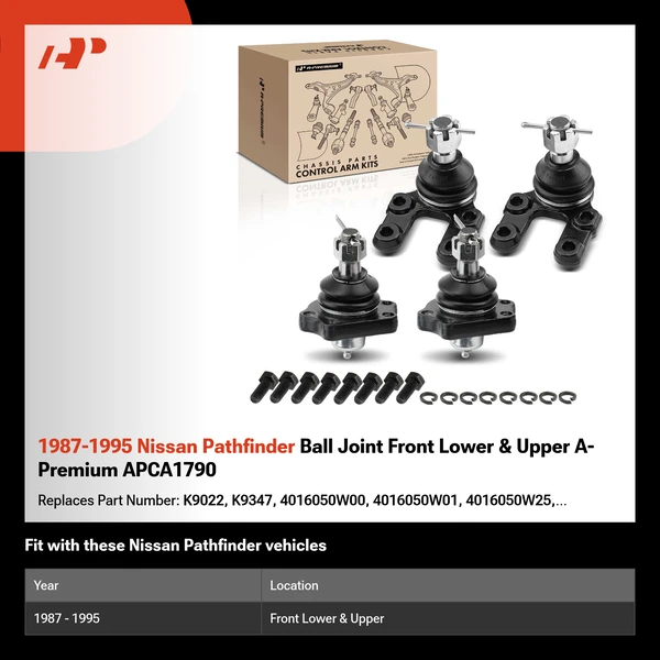 1987-1995 Nissan Pathfinder Ball Joint Front Lower & Upper A-Premium APCA1790