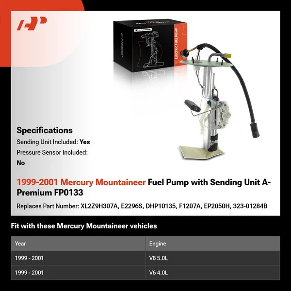 1999-2001 Mercury Mountaineer Fuel Pump with Sending Unit A-Premium FP0133