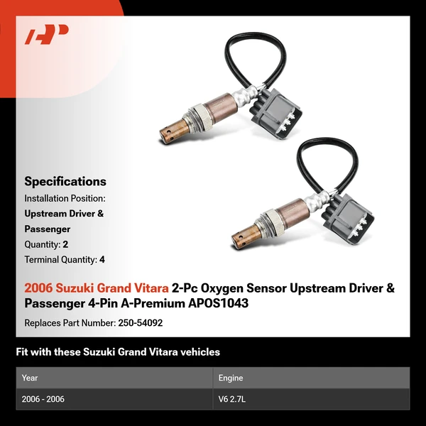 2006 Suzuki Grand Vitara 2-Pc Oxygen Sensor Upstream Driver & Passenger 4-Pin A-Premium APOS1043