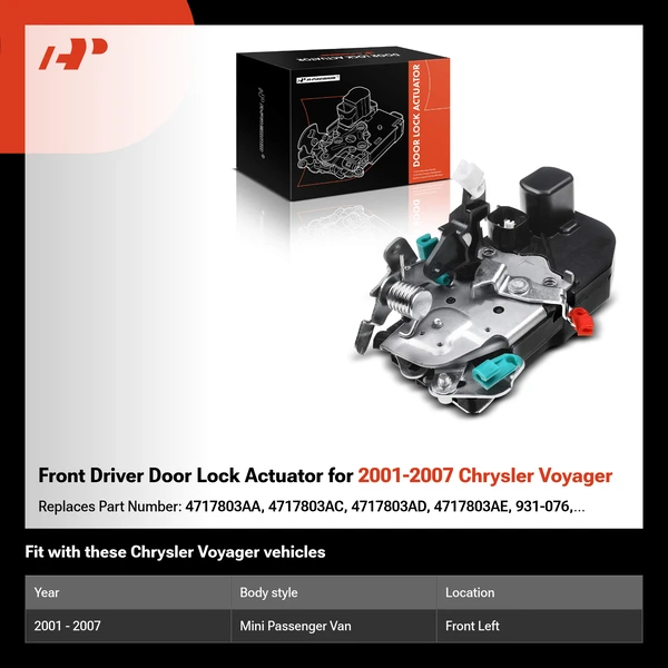 Front Driver Door Lock Actuator for 2001-2007 Chrysler Voyager