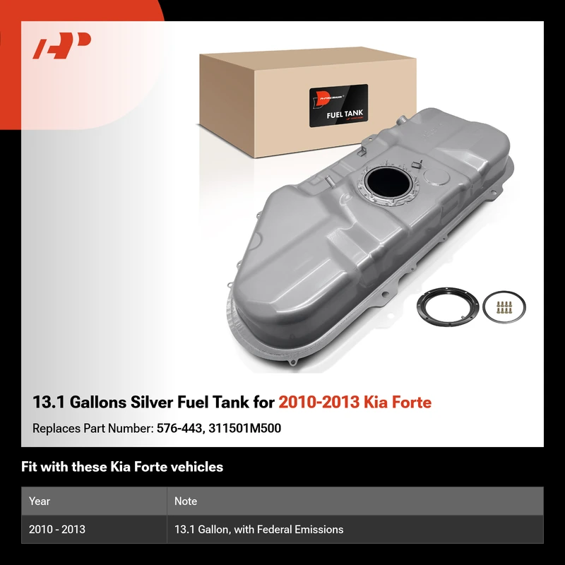 13.1 Gallons Silver Fuel Tank for 2010-2013 Kia Forte