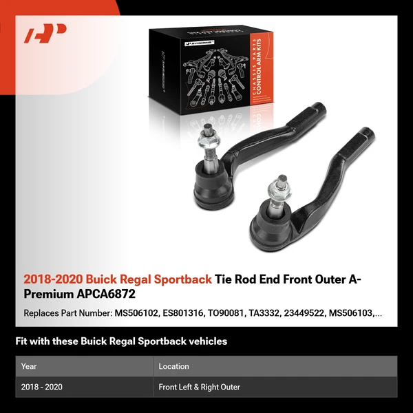 2018-2020 Buick Regal Sportback Tie Rod End Front Outer A-Premium APCA6872