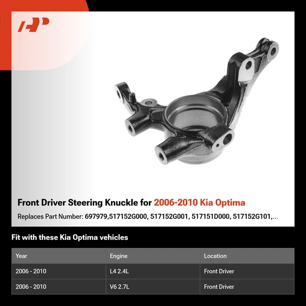 Front Driver Steering Knuckle for 2006-2010 Kia Optima