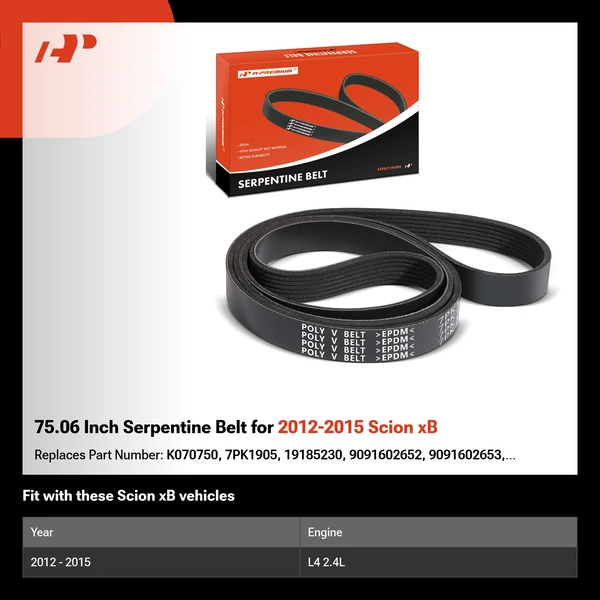 75.06 Inch Serpentine Belt for 2012-2015 Scion xB
