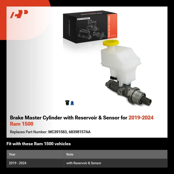 Brake Master Cylinder with Reservoir & Sensor for 2019-2024 Ram 1500