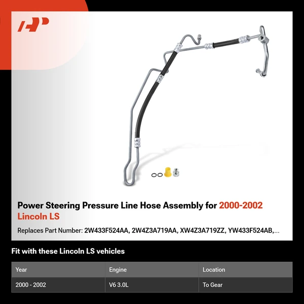 Power Steering Pressure Line Hose Assembly for 2000-2002 Lincoln LS