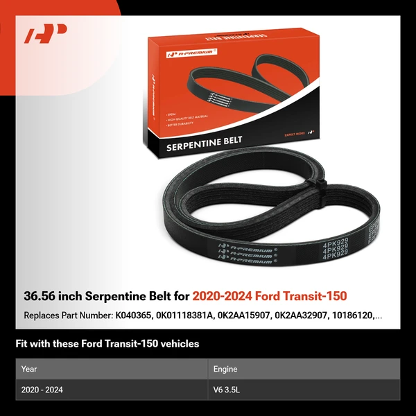 36.56 inch Serpentine Belt for 2020-2024 Ford Transit-150