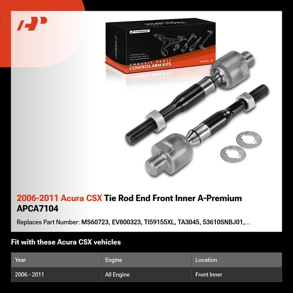 2006-2011 Acura CSX Tie Rod End Front Inner A-Premium APCA7104