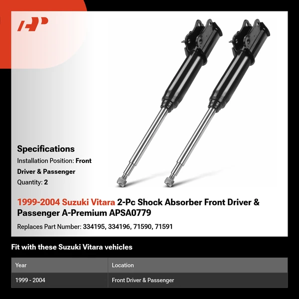 1999-2004 Suzuki Vitara 2-Pc Shock Absorber Front Driver & Passenger A-Premium APSA0779