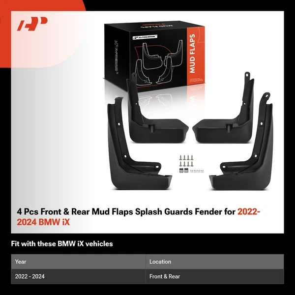 4 Pcs Front & Rear Mud Flaps Splash Guards Fender for 2022-2024 BMW iX