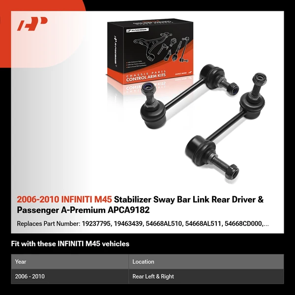 2006-2010 INFINITI M45 Stabilizer Sway Bar Link Rear Driver & Passenger A-Premium APCA9182