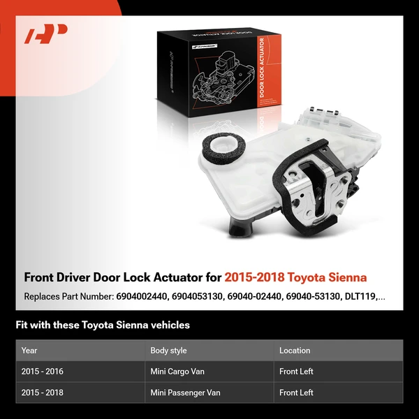 Front Driver Door Lock Actuator for 2015-2018 Toyota Sienna