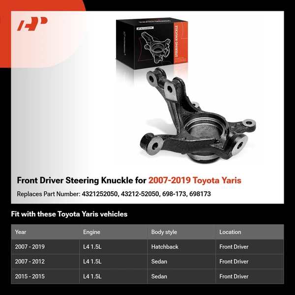 Front Driver Steering Knuckle for 2007-2019 Toyota Yaris