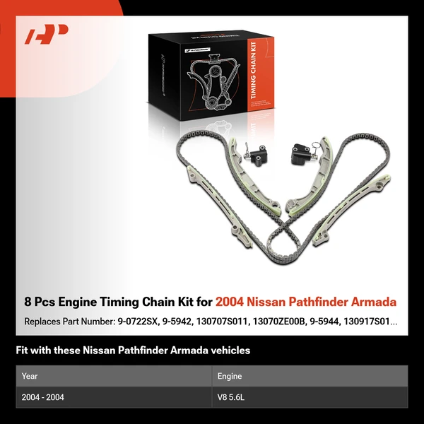 8 Pcs Engine Timing Chain Kit for 2004 Nissan Pathfinder Armada