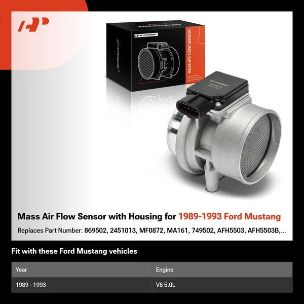 Mass Air Flow Sensor with Housing for 1989-1993 Ford Mustang