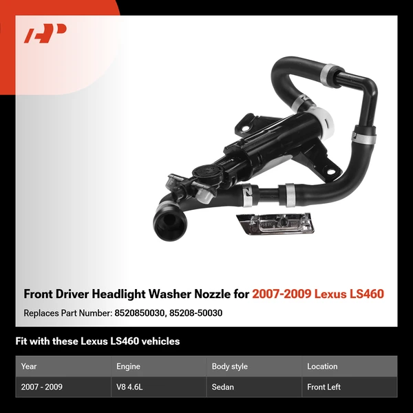 Front Driver Headlight Washer Nozzle for 2007-2009 Lexus LS460